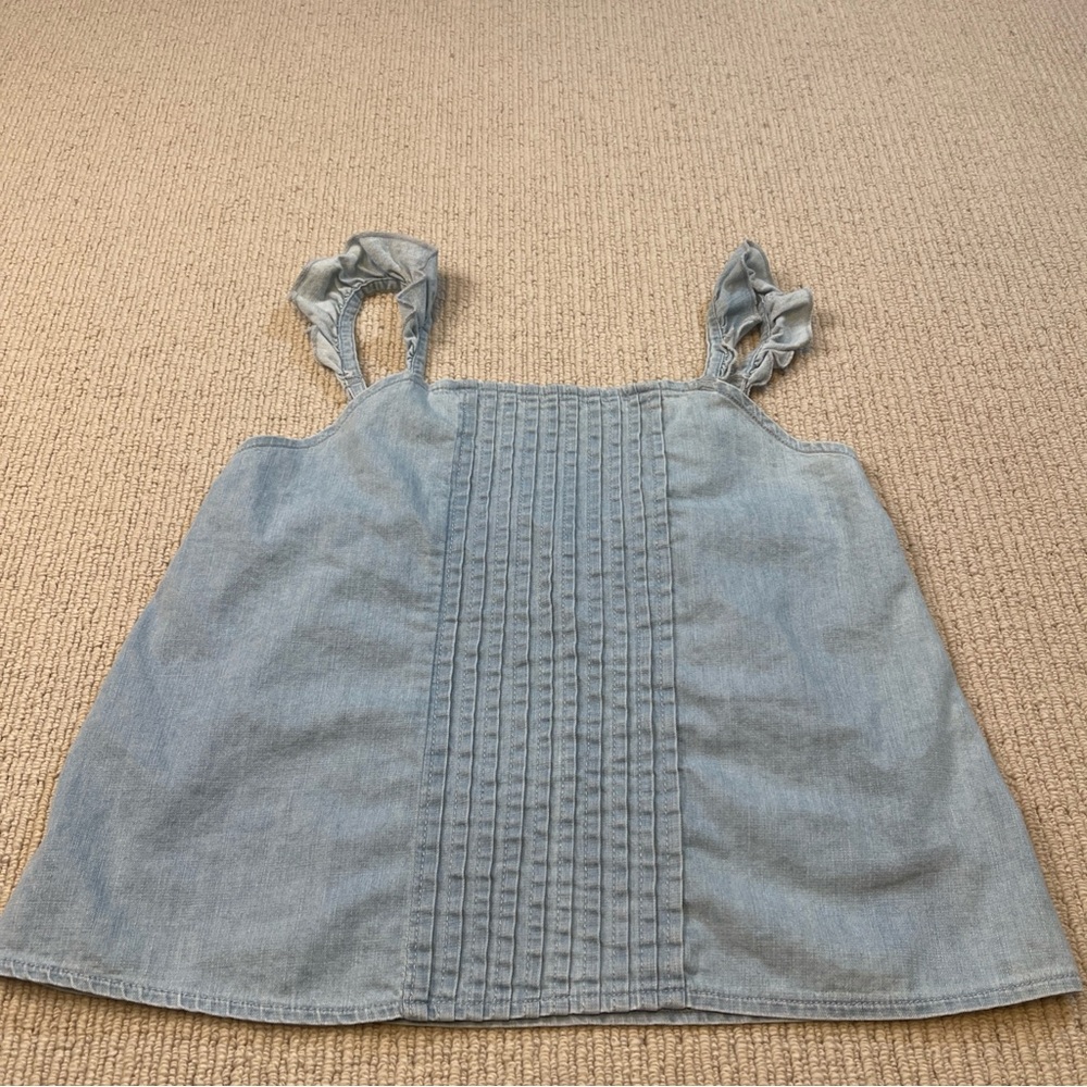 Abercrombie Kids Girls 15/16 Chambray Top Flutter Sleeveless Boho Blue